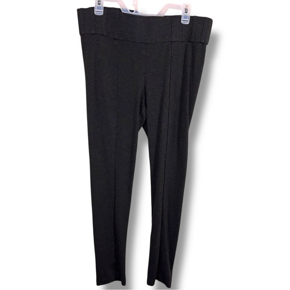 Large Zac And Rachel Dark Grey Gray Stretch Leggings Wide Waistband Ankle Fitted